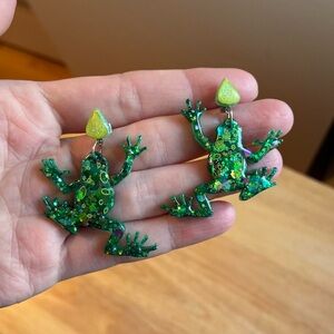 Glittery Frog Earrings